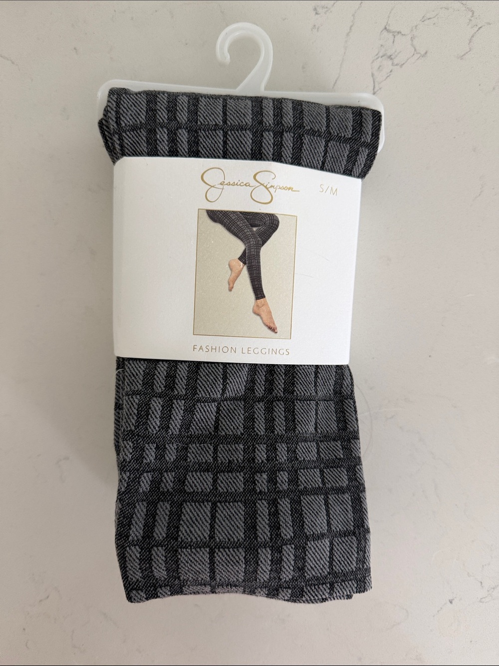 Jessica Simpson Gray & Black Plaid Fashion Leggings